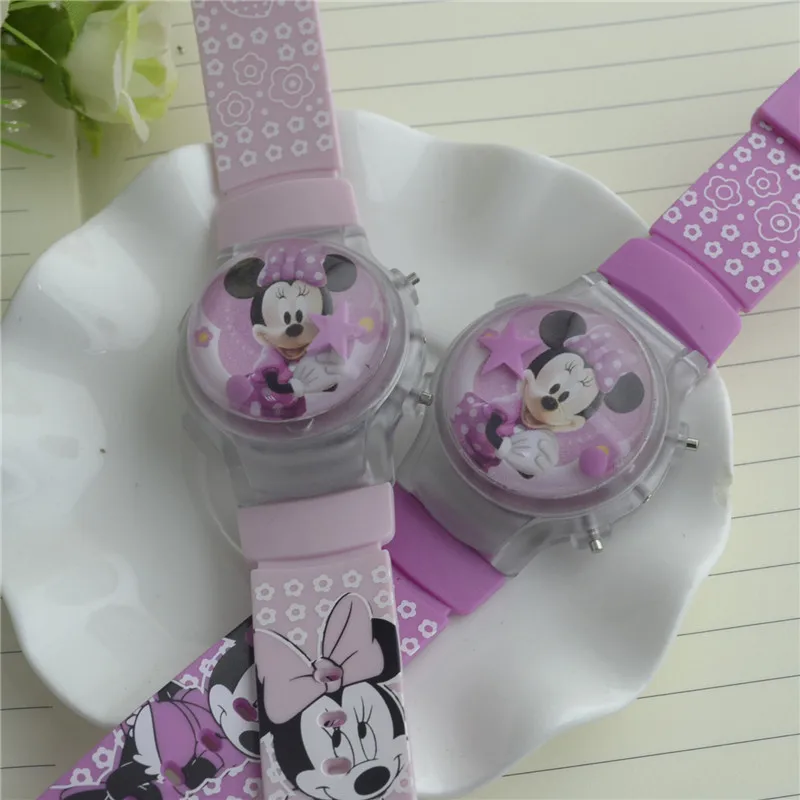 Disney minnie/Детские ювелирные блестящие часы для мальчиков и девочек с героями мультфильмов, водонепроницаемые детские часы в коробке, Подарочный браслет с Микки Маусом