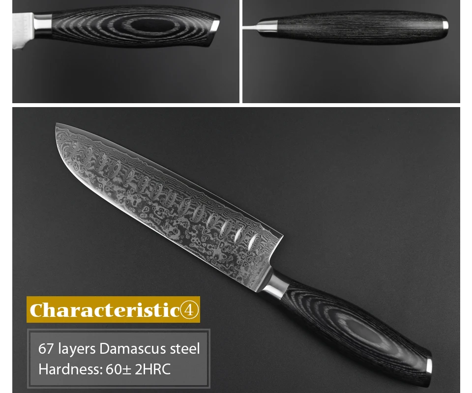 XINZUO 7 дюймов японский нож шеф-повара 67 слоев дамасской стали кухонные ножи острый нож для мяса Santoku с черной деревянной ручкой Pakka