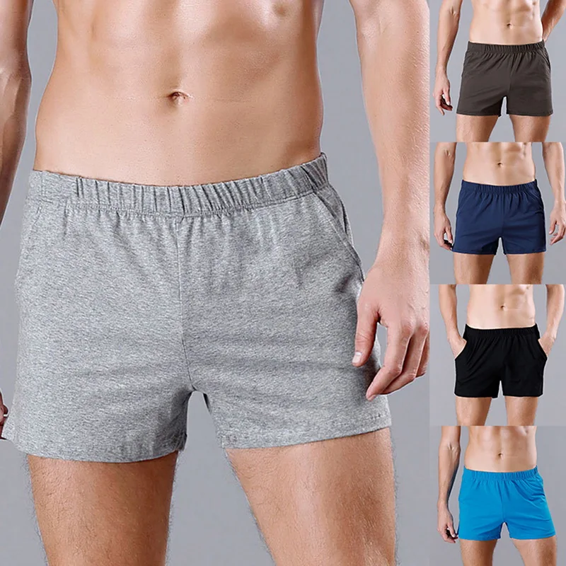 

HEFLASHOR Mens Summer loose Shorts Fashion Comfortable Cotton Boxers Shorts Men Breathable Short Sweatpants 2019 Casual Shorts