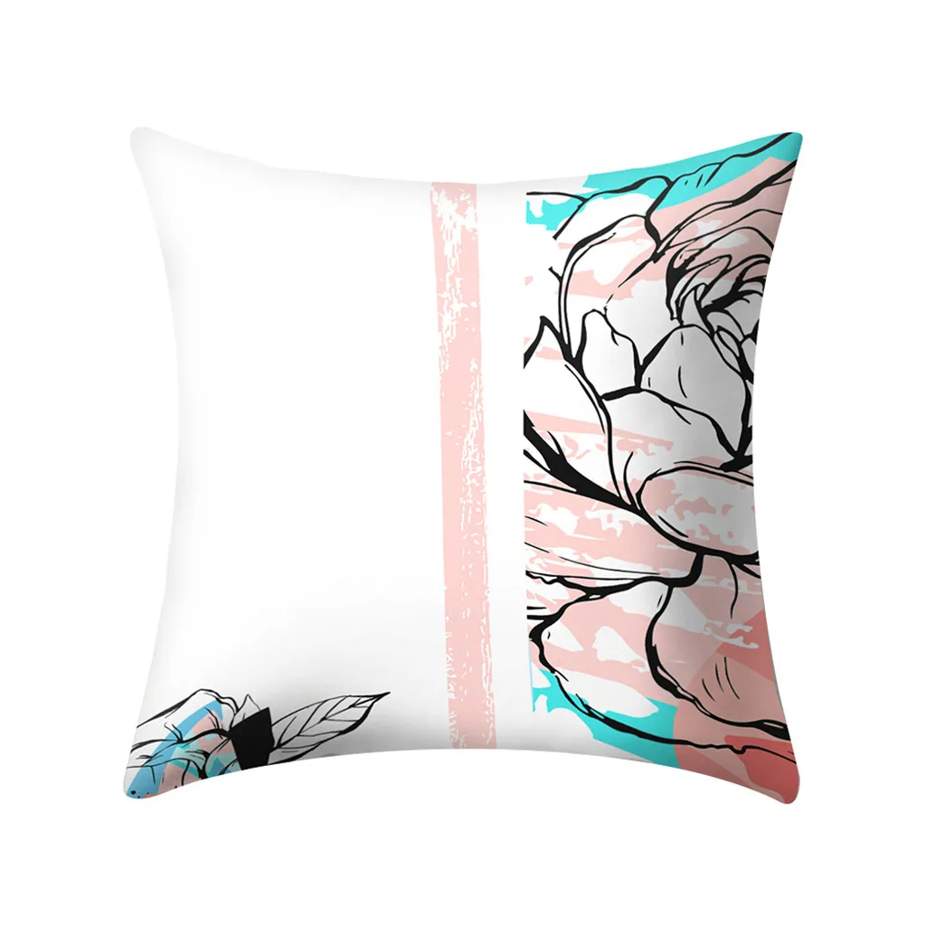 

Gajjar 45*45cm Square Decorative Throw Pillow Case Geometric Striped Print Flower Pillowcase For Home decor dropshipping 329W