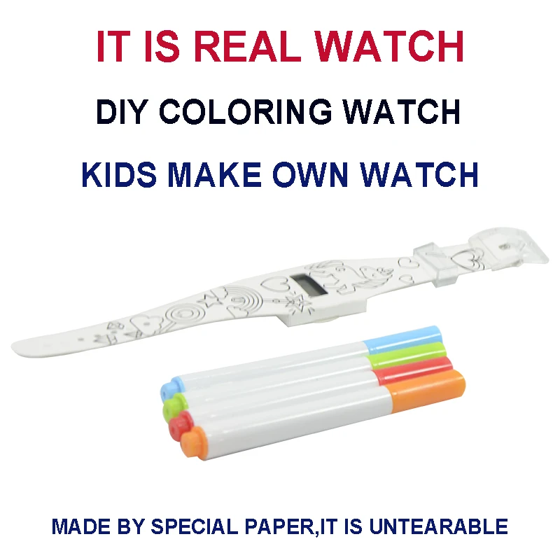 

FREE SHIPPING DIY CRAFT DIY COLORING WATCH FOR KIDS DIY TOYS