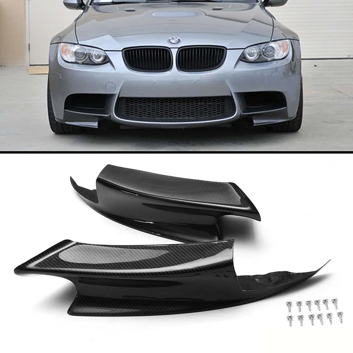 

2PCS Carbon Fiber Front Bumper Lip Splitter Spoiler Flap Cupwings for B MW 07-12 E92 E93 M3