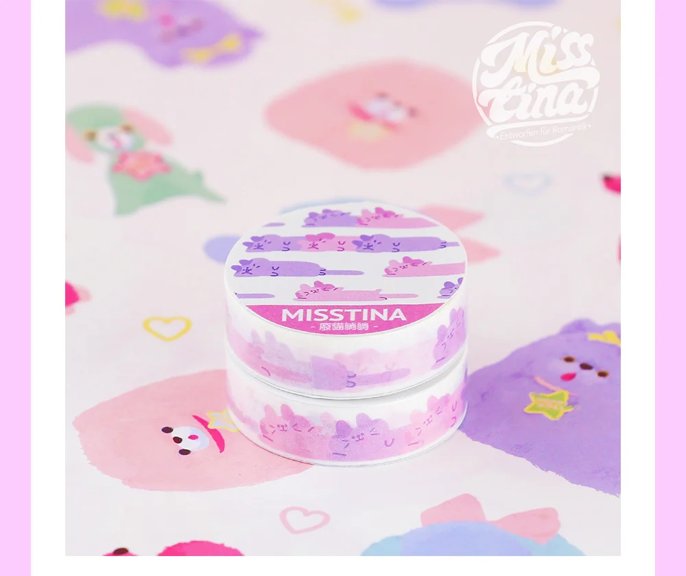 10 мм* 7 м Kawaii Мультфильм ленивый кот squint cat лента для декорации Washi DIY наклейки для дневника Скрапбукинг маскирования клейкие ленты Эсколар