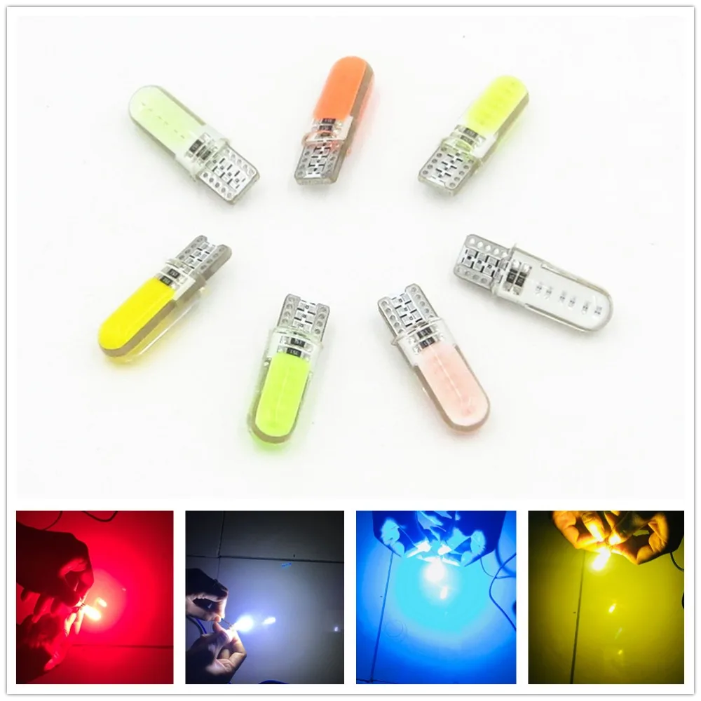 10 шт. T10 194 2825 WY5W W5W COB светодиодный силикагель клиновидный светильник 501