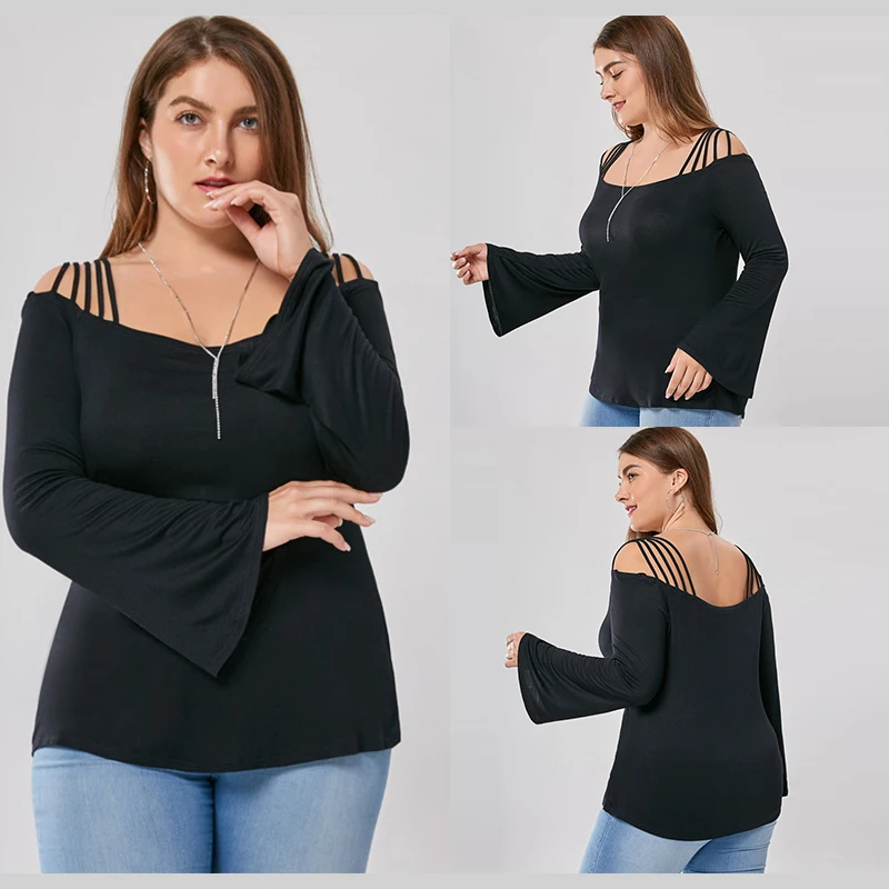 Корейские женские блузки размера плюс 4xl 5xl с кружевным плечом без бретелек