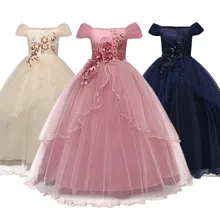 Вечернее платье; элегантное платье принцессы для девочек; коллекция года; Летние Детские платья для девочек; костюм для девочек; свадебное платье с цветочным узором для девочек