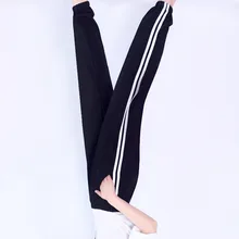 Модные Повседневные спортивные штаны, брюки с боковой полосой, женские свободные эластичные талия спортивная одежда, женские штаны, женские спортивные штаны, студенческие