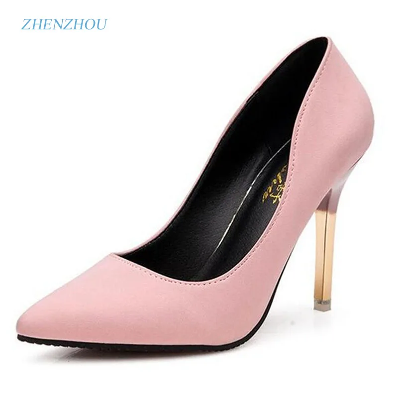 

Pumps 2018 summer ol single shoes shallow mouth pointed toe high-heeled shoes thin heels sexy pink women's high-heeled shoes