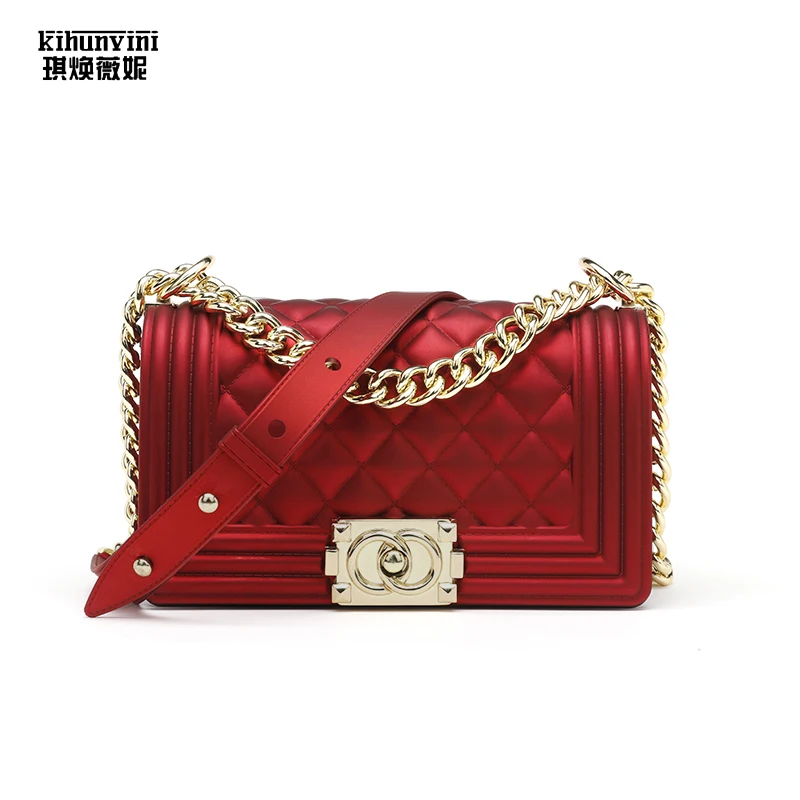 

KIHUN Luxury Bags Crossbody Bag for Women PVC Lady Chain Strap Diamond Lattice Shoulder Messenger Bag Party Wedding Bags