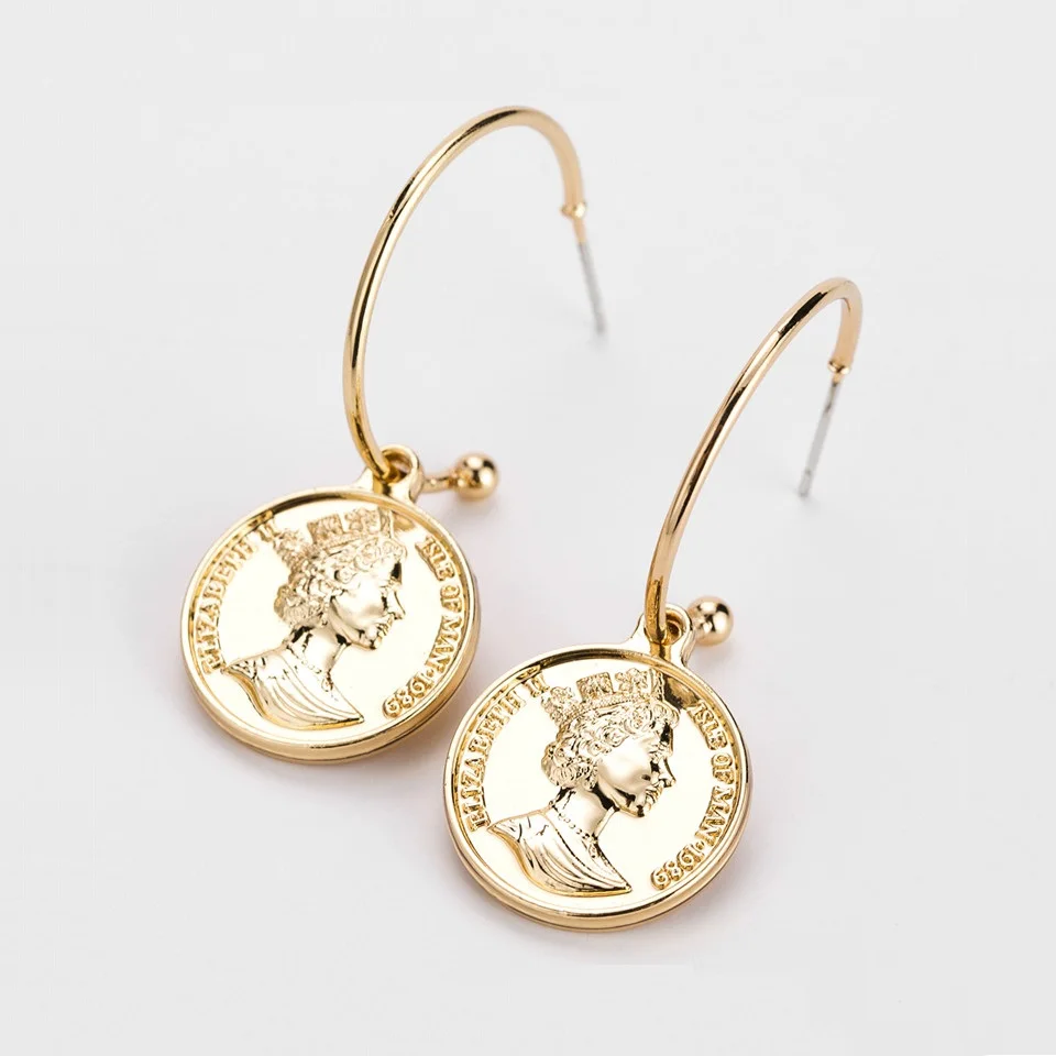 Silver coin hoop earrings Clearance