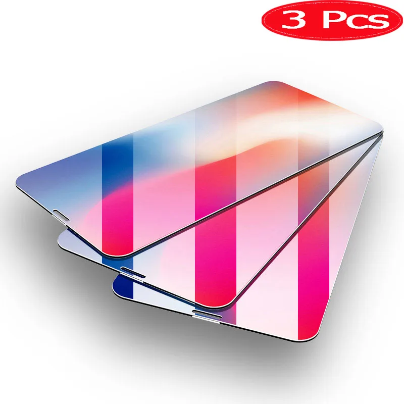 

3Pcs Tempered Glass for iPhone X Glass 9H 2.5D on the Phone Protective Glass for 4 5 5S 6 6S 7 8 Plus 10 for iPhone X Glass