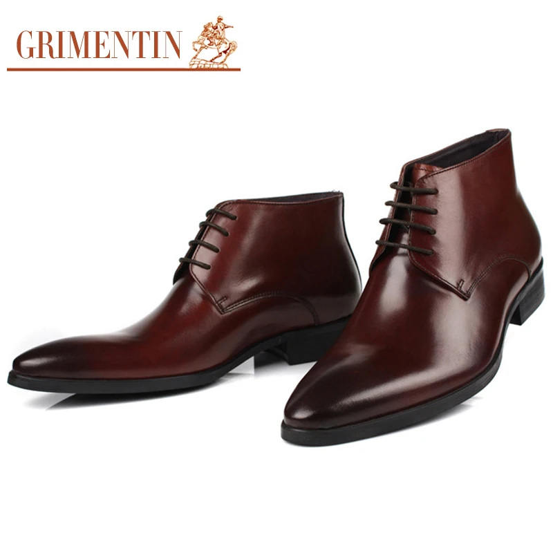 2017 Echtem Leder Stiefeletten Schuhe Luxus Mode brown Black Hochzeit Herren Aus Marke Neue Männer Grimentin Komfortable 5qUwA08n