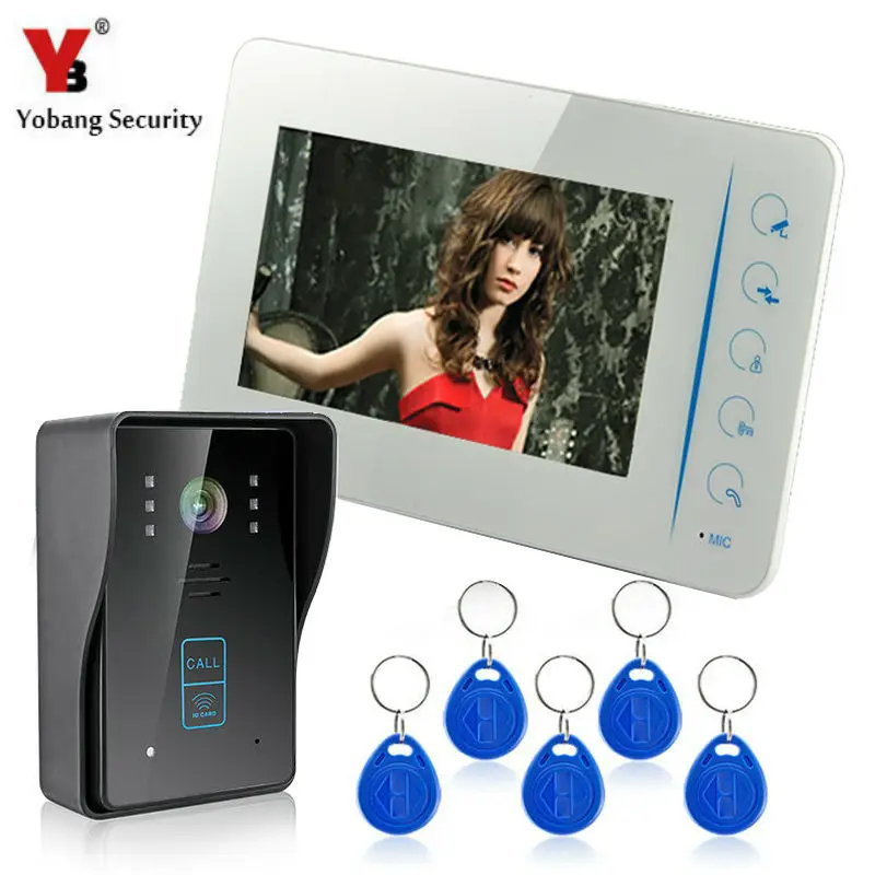 

YobangSecurity Video Door phone Doorbell 7 Inches Video Door Entry System with Key 1 Camera & 1 Monitor
