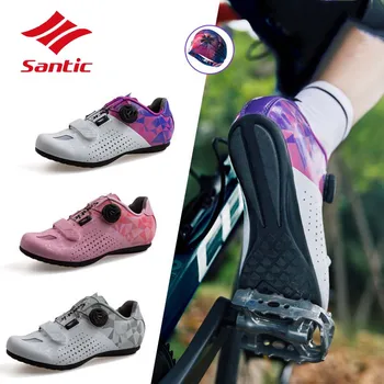 

Santic Professional Non-Lock Sports Road Cycling Shoes Women Highly Tapered Hell Cup Bicycle Full Breathable Bike Shoes Ciclismo