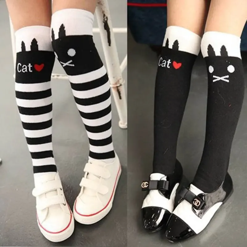 2016 Toddlers Kids Girls Knee High Socks School Cotton font b Tights b font Striped font