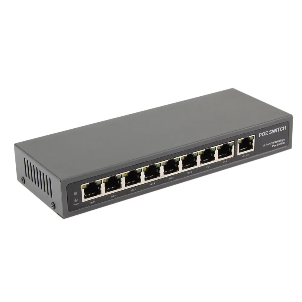 

1Pc Professional 8 Port 10/100 M POE Ethernet Switch Lan Hub RJ45 Port Network Device POE Switch 9A PoE Switch Power
