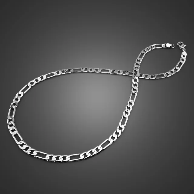 New men's 925 sterling silver necklace simple style silver jewelry