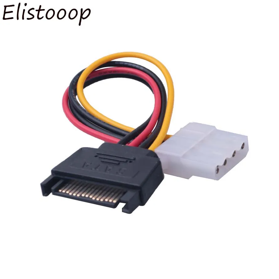 Elistooop 15 контактный SATA штекер к Molex IDE 4 Женский адаптер Удлинительный кабель