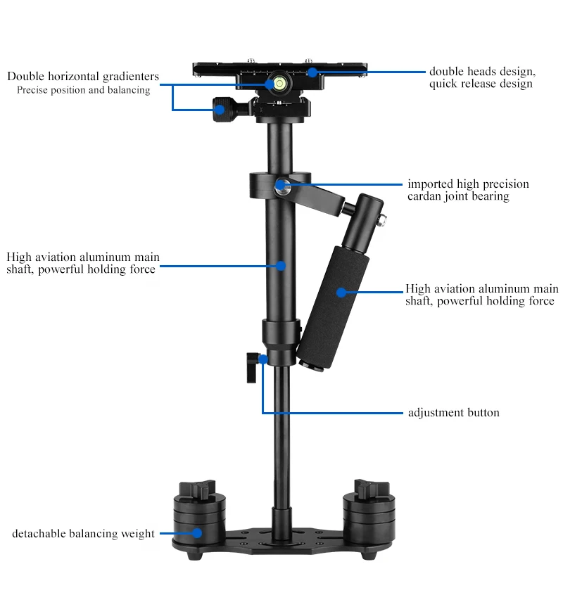 s40 handholding stabilizer max height 40cm portable lightweight compact single handgrip steadicam gimbal for dslr camera | Электроника