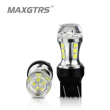 Maxgtrs 2xT20 светодио дный 7443 W21/5 Вт 580 светодио дный лампы автомобилей светодио дный света DRL 3030 фара SMD 12 В стоп-сигналы поворотов белый желтый красный