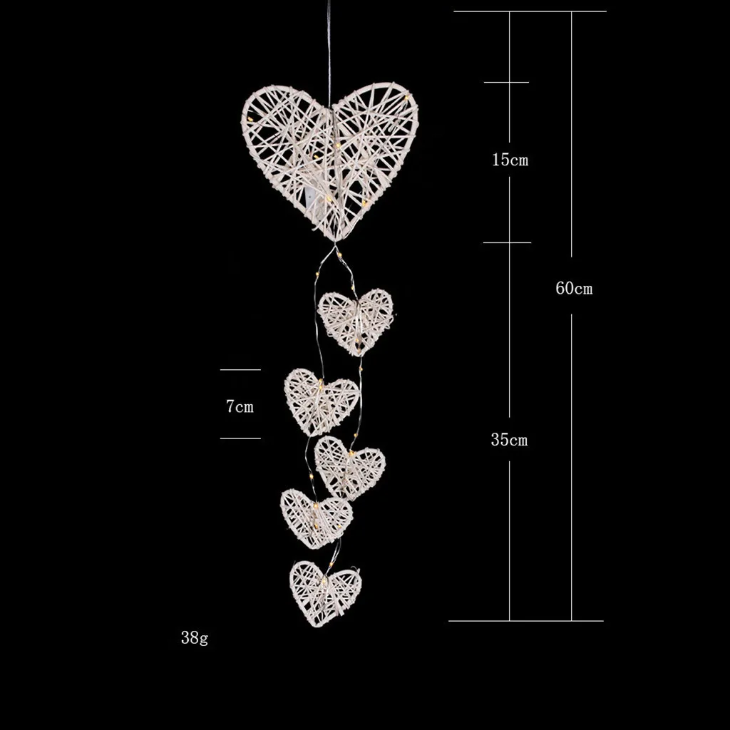 Светодиодный колокольчиков деревянная мебель из ротанга в форме сердца ветряной колокольчик с украшением в форме подвесная лапмпа, с светильник Шарм Декор подвесное украшение d90606