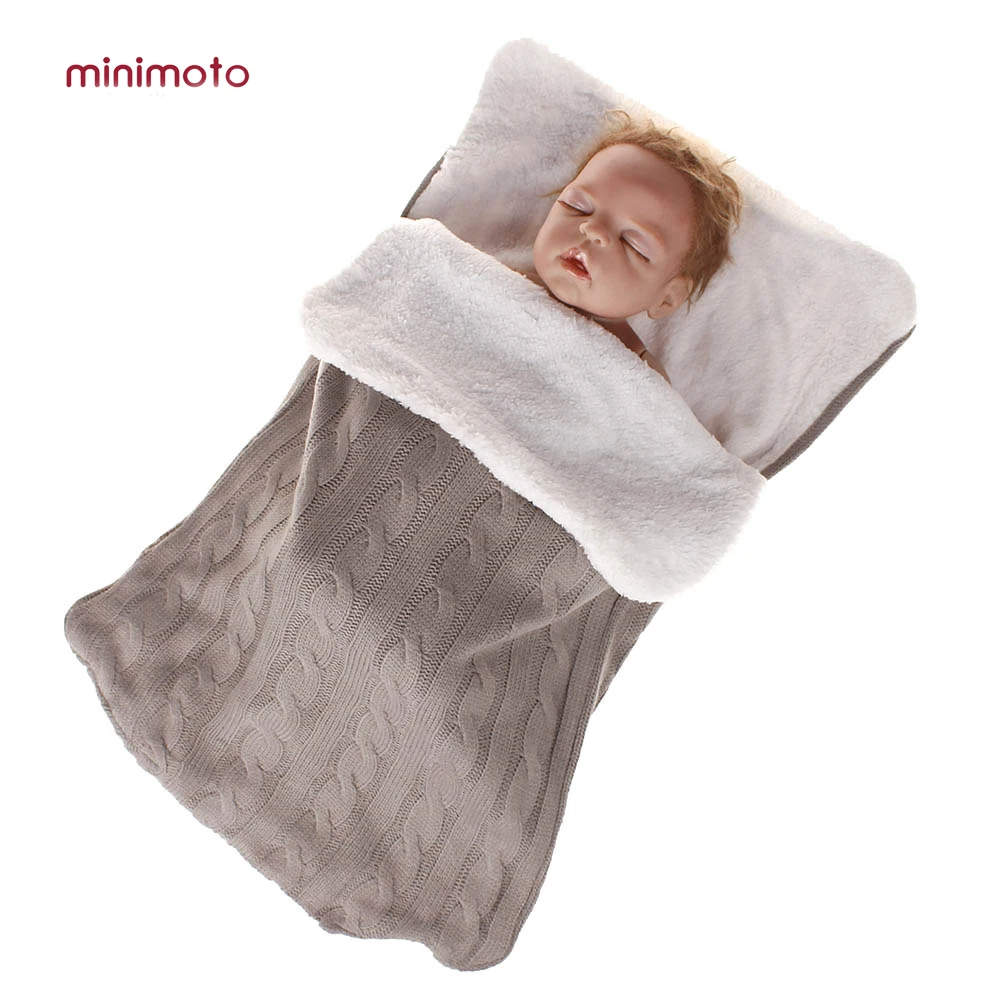 

Baby Sleeping Bag for Stroller Newborn Cotton Warm Knitted Crochet Blanket Swaddle Velvet slaapzak Sleepsacks Envelope Winter