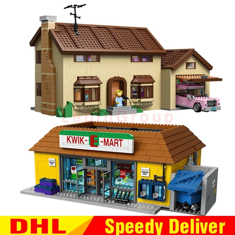 

LEPIN 16004 the Simpsons KWIK-E-MART + 16005 Simpson's family Model Building Blocks For children Toys Clone lepining 71016 71006