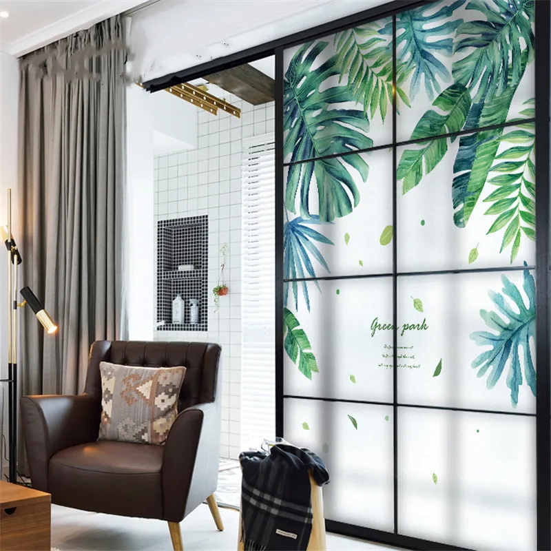 Водонепроницаемая оконная пленка Nortic Green Leave Home матовая непрозрачная абразивная