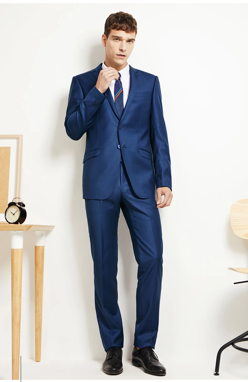Elegant Navy Blue Fashion Business Suit Groom Designed Wedding Suit Prom Party Suits Slim Fit for Men Notch Lapel 2 Pieces Elegant Navy Blue Fashion Business Suit Groom Designed Wedding Suit Prom Party Suits Slim Fit for Men Notch Lapel 2 Pieces