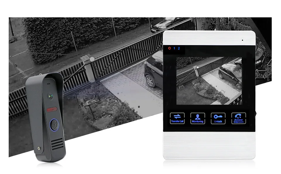 Дверное переговорное устройство видео Cam дверной звонок с 4-дюймовый цветной дисплей TFT 1200TVL Камера