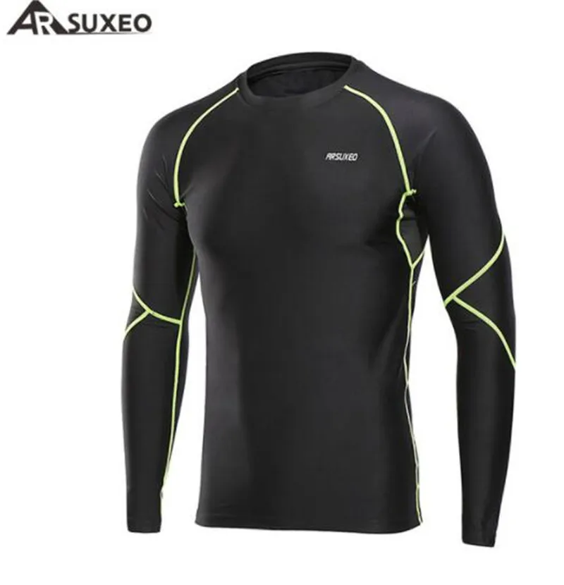 

ARSUXEO Men's Winter Round Neck Warm Up Fleece Compression Baselayer Shirt Running Long Sleeves Tights Sports GYM T Shirt