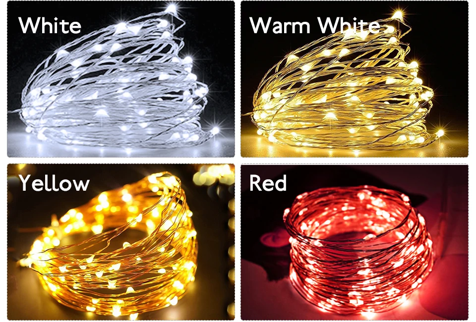 New Year 2M 5M 10M Silver Wire Battery LED String Lights For Christmas Garland Home Party Wedding Decoration Bottle Fairy Lights (9)