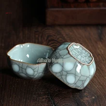 Превосходное Золотое Рыбное хрустящее глазурное блюдце фарфоровая кофейная чашка китайская Longquan Celadon чайная чашка из селадона чашки чайный набор, чашки