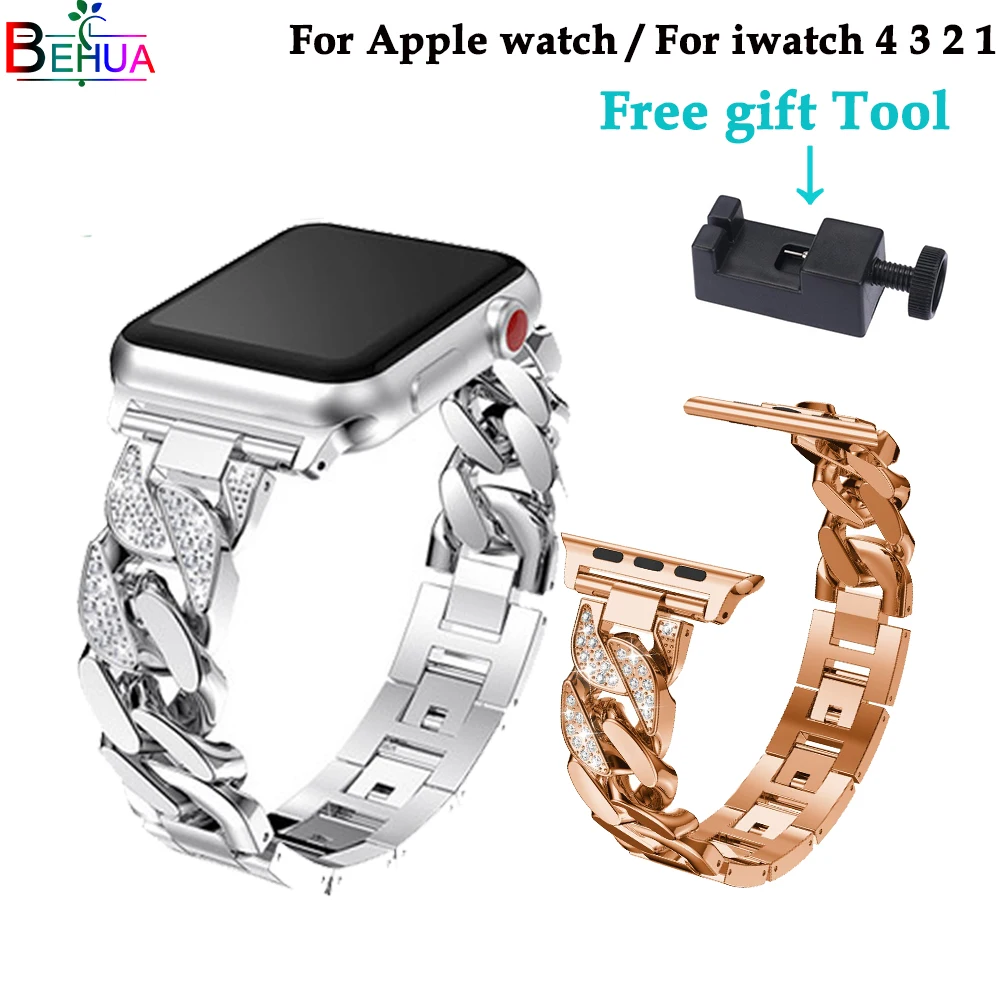 

Luxury Stainless Steel Watch band For Apple watch 1 2 3 4 smart watch Replacement 38mm 42mm strap wristband For iwatch 4 3 2 1
