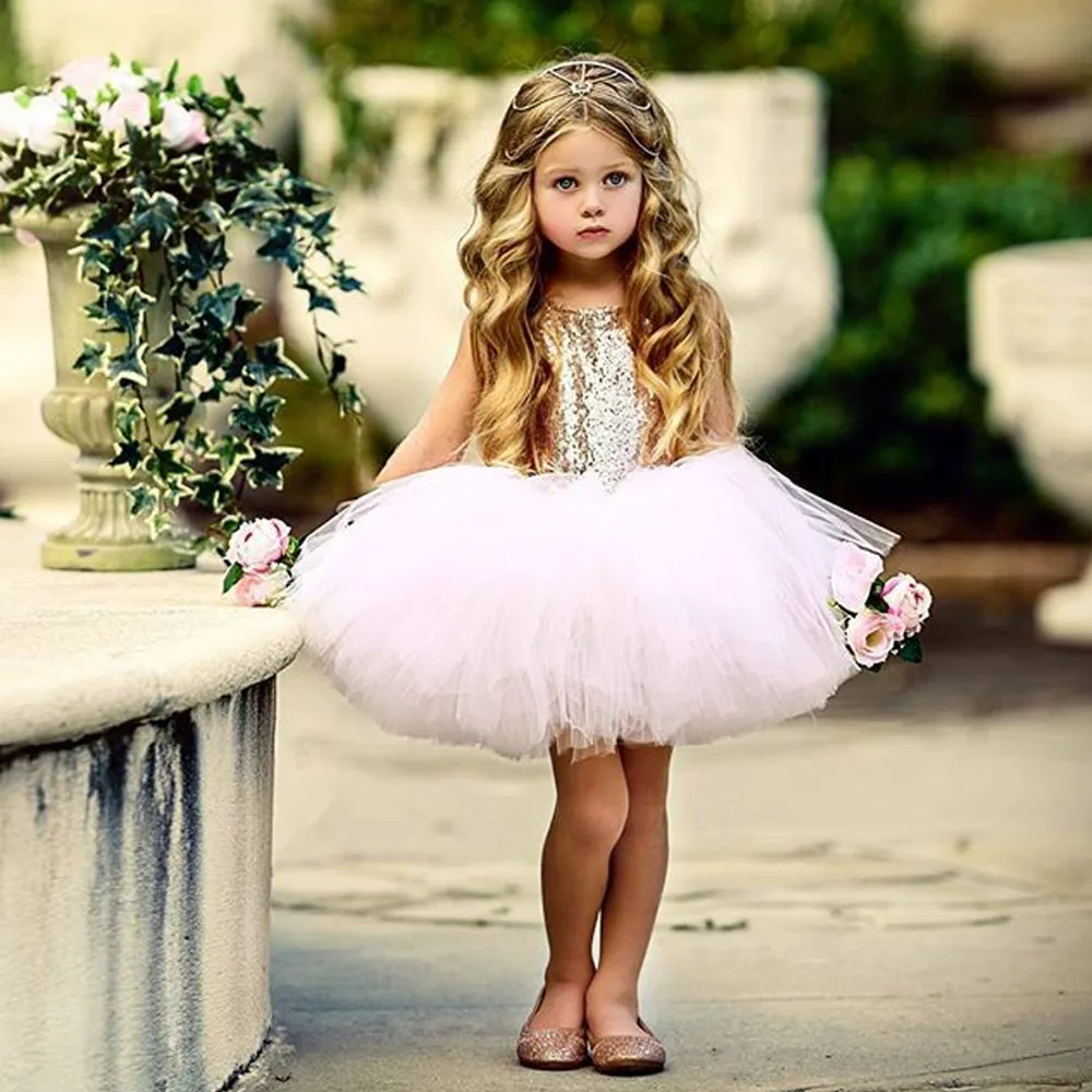 

Girls Tutu Dress with Sequines 2019 Summer Baby Girl Clothes Princess Party Dresses Kids Clothing Children Back Hollow Out Dress