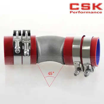 

2.5" Cast Aluminum 45 Degree Elbow Pipe Turbo Intercooler+ silicone hose kit RED