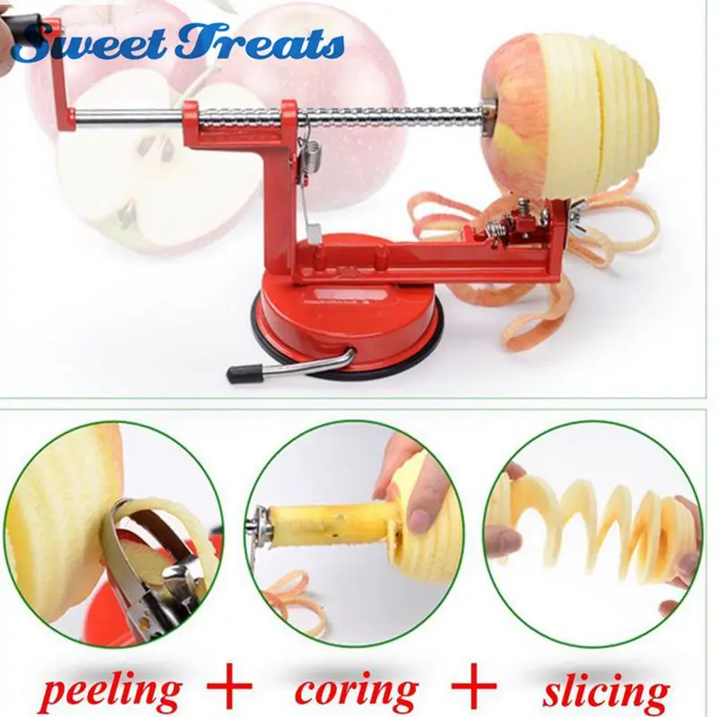 Beste 3 in 1 Apple Dunschiller Snijden Roestvrij Staal Fruit Machine Geschild Tool Creative Thuis Keuken Groente Aardappel Slicer Cutter Bar