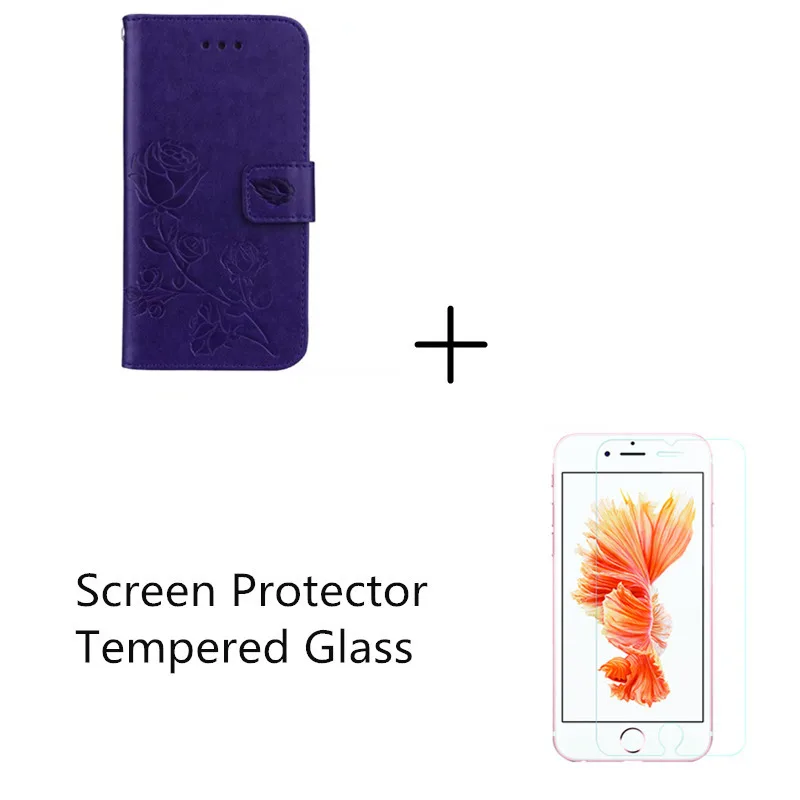 Роскошные 3D узор Кожаный чехол для iPhone 6 6 г 6 S Чехол на 6 s Роза флип чехол для iPhone 6 Силиконовая задняя крышка - Цвет: Purple
