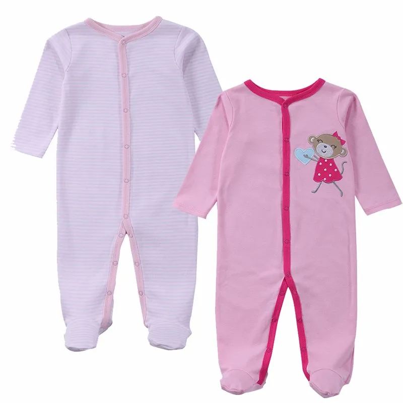 2 Pcslot Baby Clothes Baby Boy Girls Footed Romper Baby Rompers 100% Cotton Sleep & Play Clothes Baby Pajamas Newborn Clothing (1)