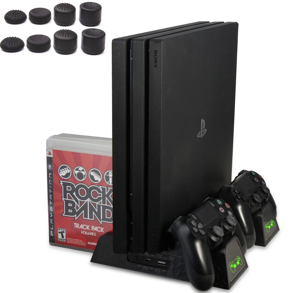 PS4/PS4 Slim/PS4 PRO Vertical Stand with Cooling Fan Cooler Dual