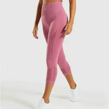 3-е поколение, высокая талия, энергетические бесшовные укороченные Леггинсы, одежда для фитнеса, для спортзала, Капри, штаны для женщин, одноцветные, для тренировки, спортивные брюки