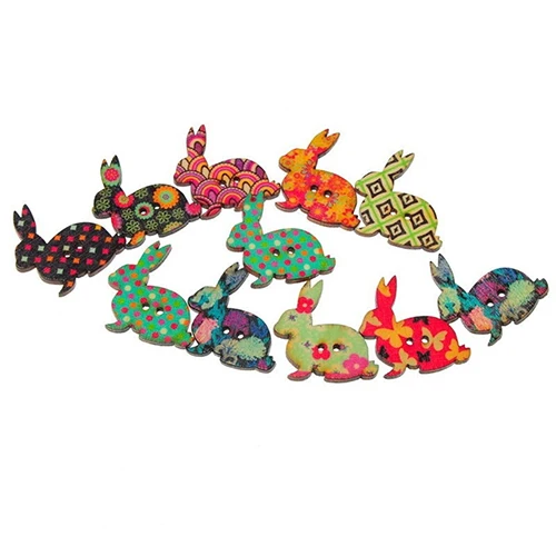 

50 Pcs Mixed 2 Holes Rabbit Shape Wooden Buttons Fit Sewing Scrapbook Decor