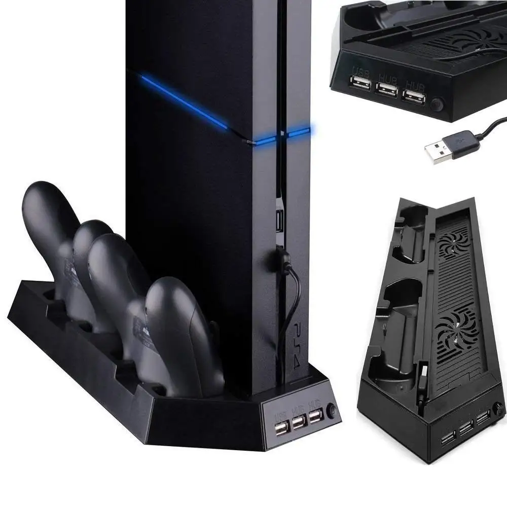 PS4 вертикальная подставка охлаждающий вентилятор 2 кулера двойной зарядное устройство порты контроллер зарядная станция для playstation 4 Dualshock 4 Gen 1