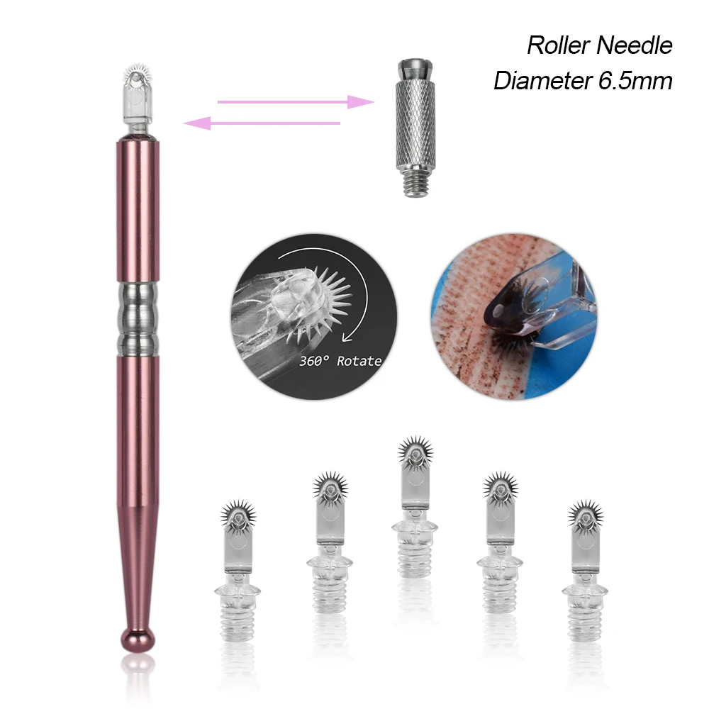 

5pcs Micro Needle Roller with 1 pc Micro Needling Pen Disposable Tattoo Eyebrow Blade Lamina Agulha Sobrancelha Tebori Fog