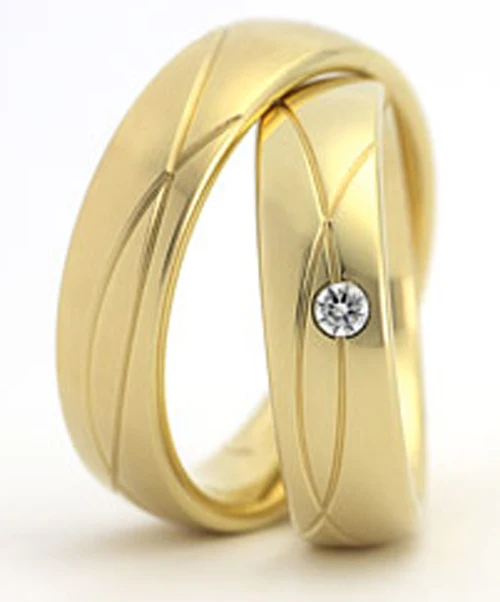 2014 new vintage style jewelry his and hers Gold Plating titanium engagement wedding bands rings sets for men and women