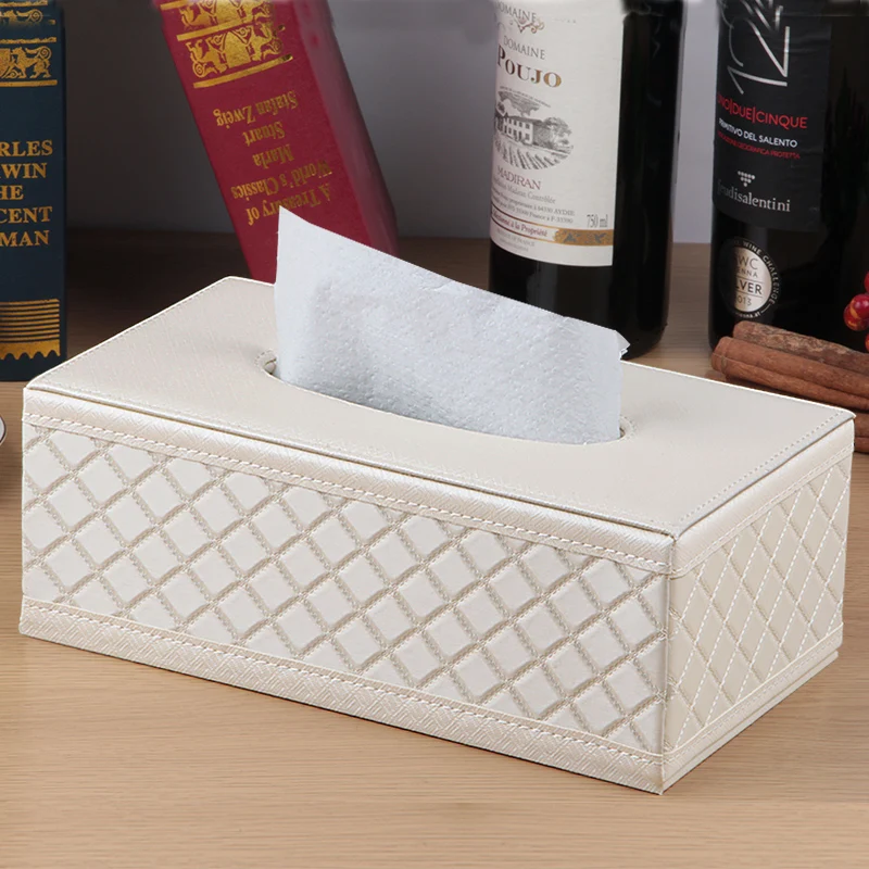 mesitas nocturnas Huaxingda Caja de pañuelos de cuero escritorio de oficina moderno estuche de tejido para encimera cuadrado decorativo para caja de pañuelos 