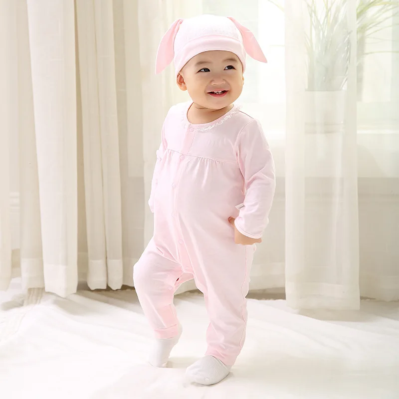 2018 Baby Boys Girls Rompers Pajamas Cotton Clothes Infants Toddlers Unisex Pink Blue Clothing