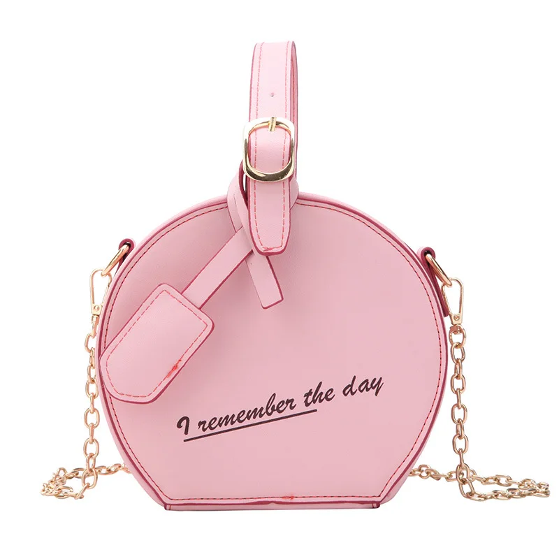 

Hot Round Single Shoulder Bag PU Handbag with Golden Chain Strap for Women Girls BVN66