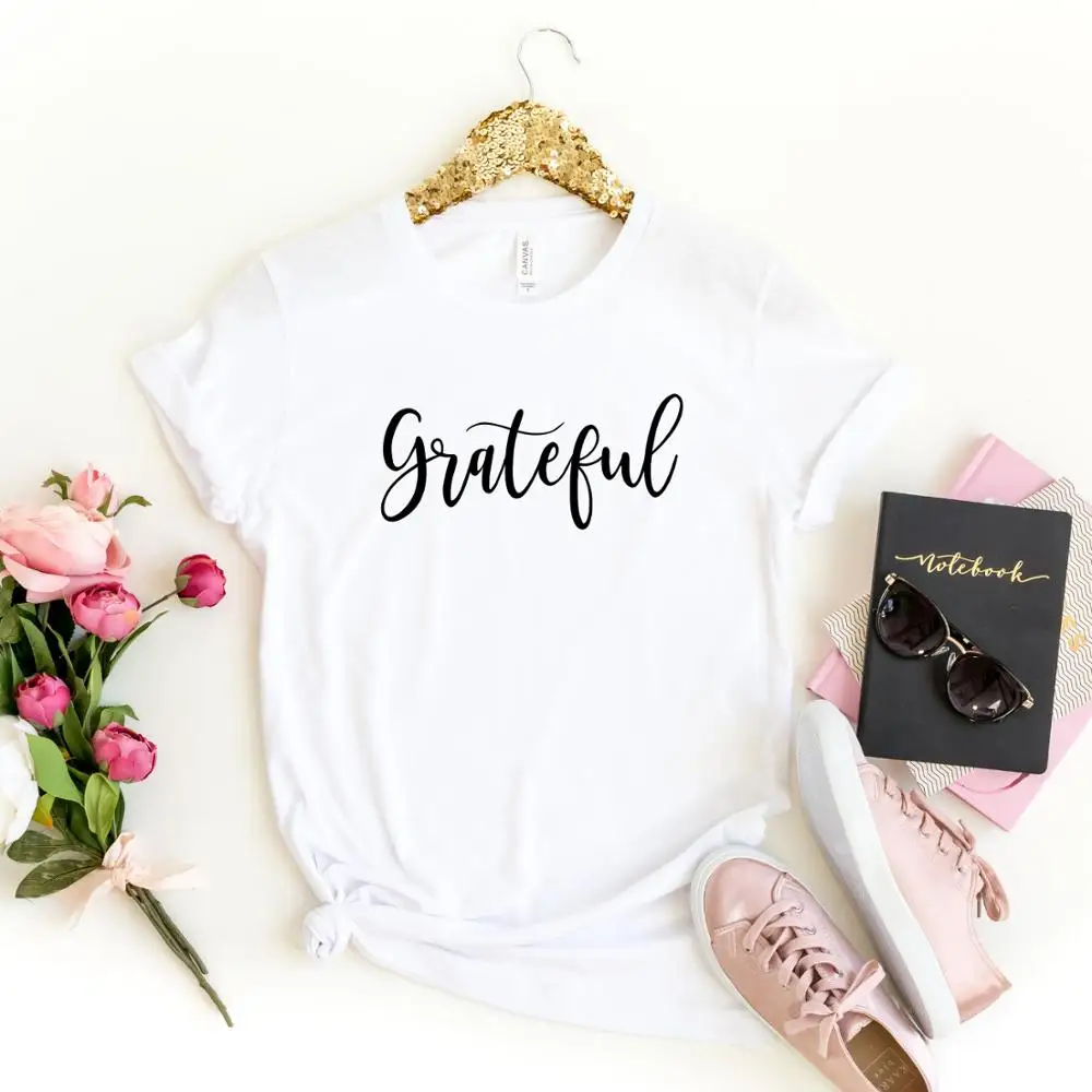 

Skuggnas New Arrival Grateful Shirt Pretty Tops for Fall Thankful Grateful Blessed Best Gifts Women T-shirt Women Fall Clothing