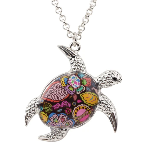 WEVENI заявление Макси черепаха ожерелья, подвески, цепочки воротник океан Коллекция Аксессуары Модные украшения для Для женщин - Окраска металла: Pattern F